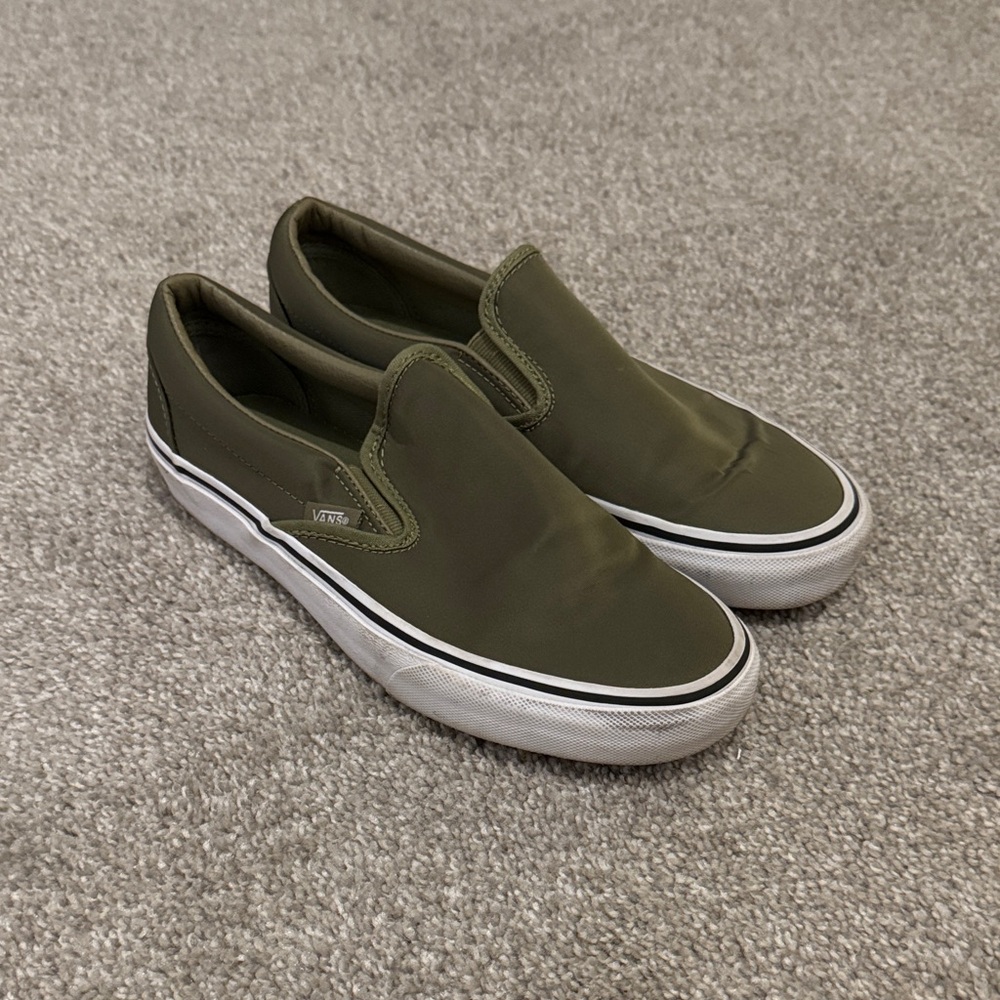 Vans Women's Olive Slip-On Sneakers